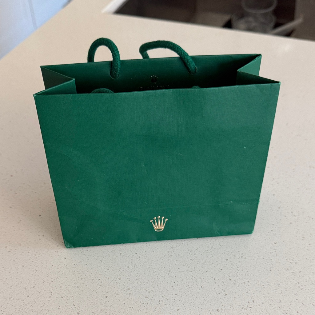 Rolex Green Small Shopping Bag With Gold Logo Rolex Green Small Shopping Bag With Gold Logo